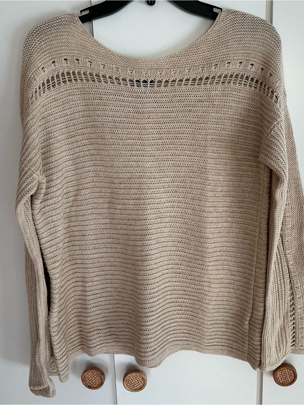GAP Women's Open-Knit Crew Sweater in Light Beige